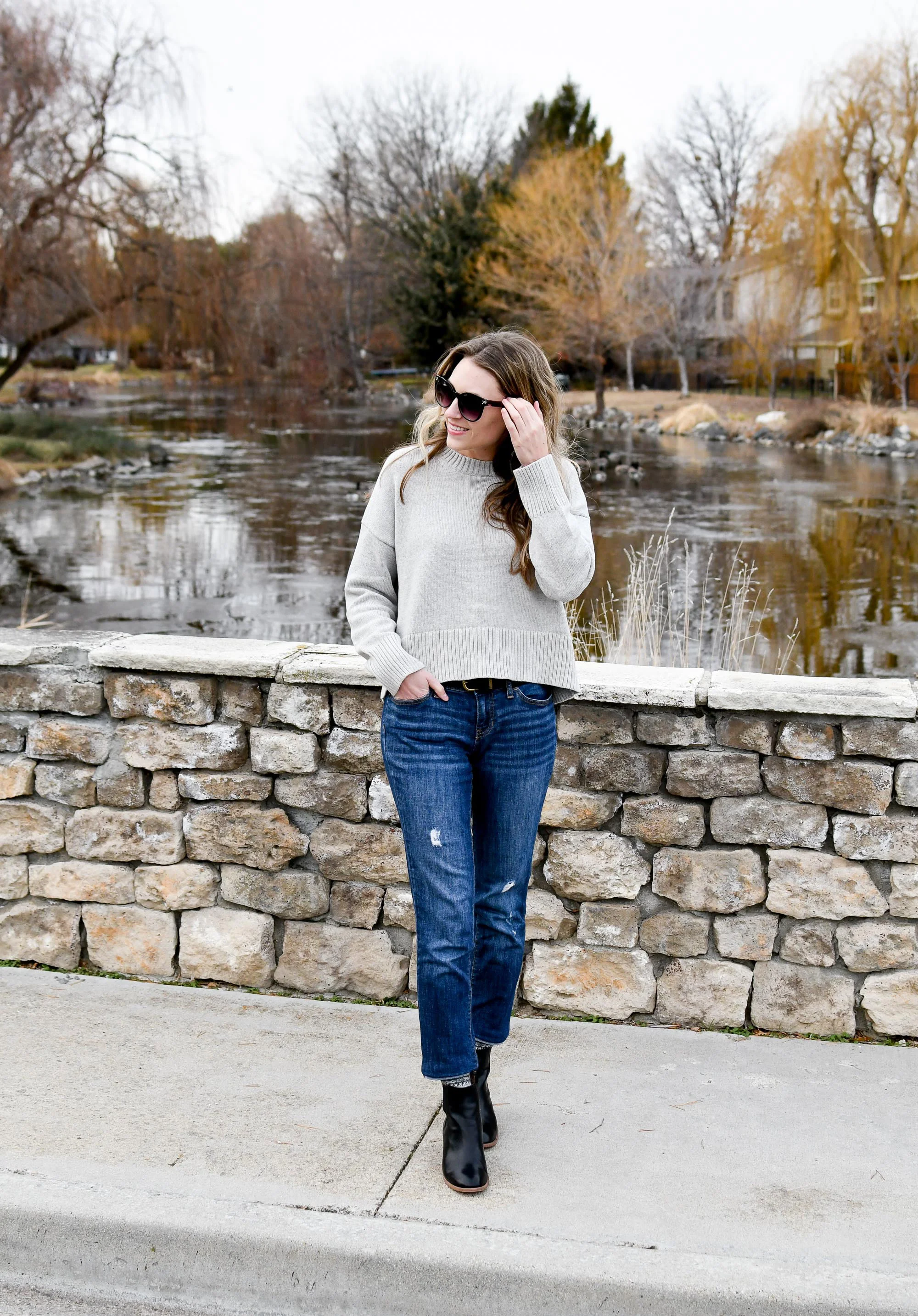 Outfit boyfriend cheap jeans winter